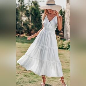 PRETTY GARDEN White Maxi Dress XL